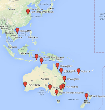 HCA Hydrographics locations